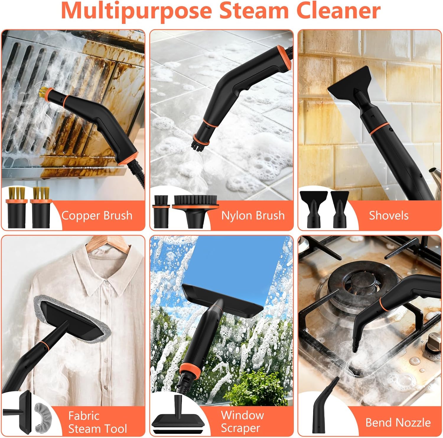 Portable Steamer for Cleaning with 16pcs Accessories