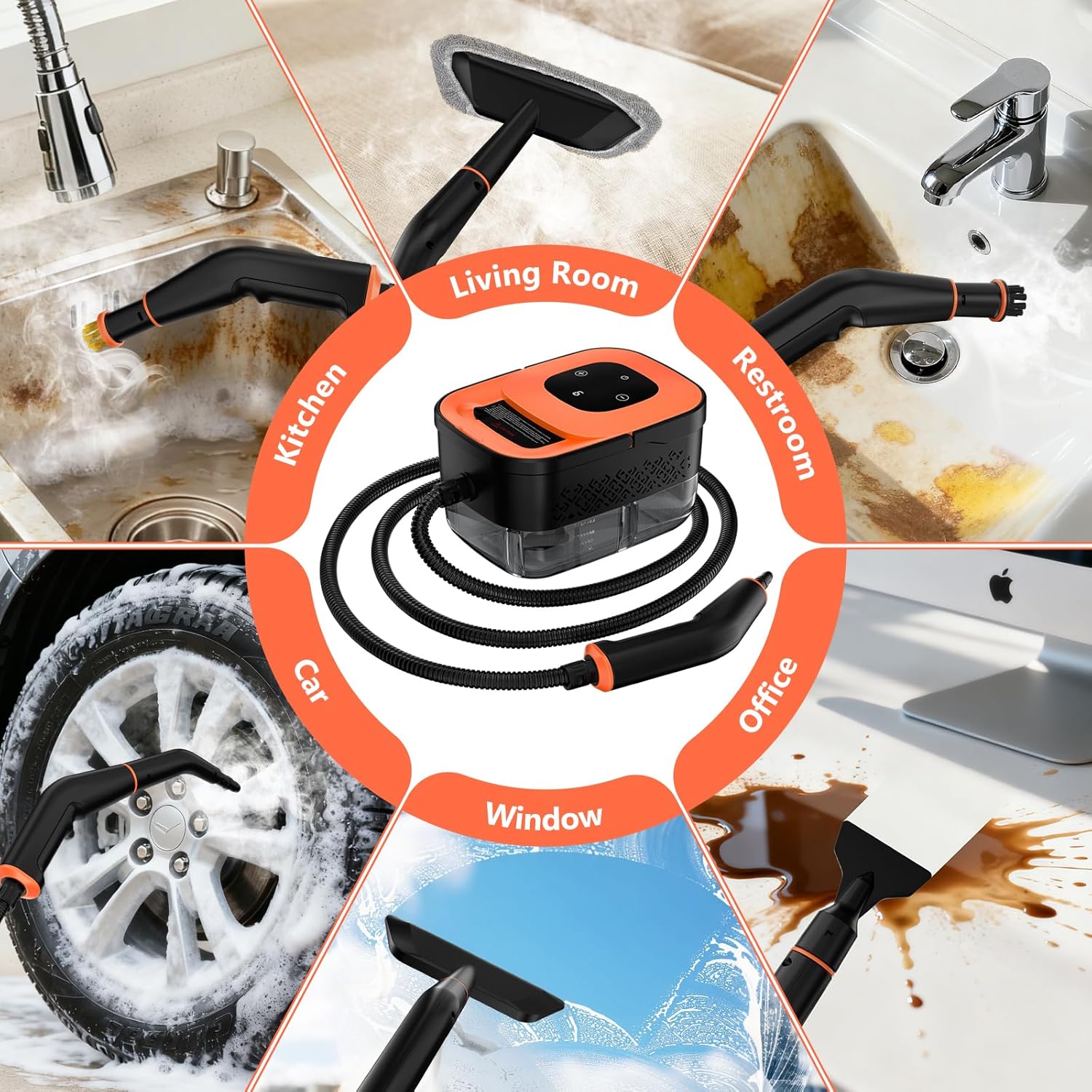 Portable Steamer for Cleaning with 16pcs Accessories